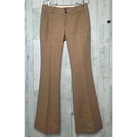 Banana Republic Wool Blend Chevron Tweed Kick Flare Dress Pants Sz 4 - Picture 1 of 7